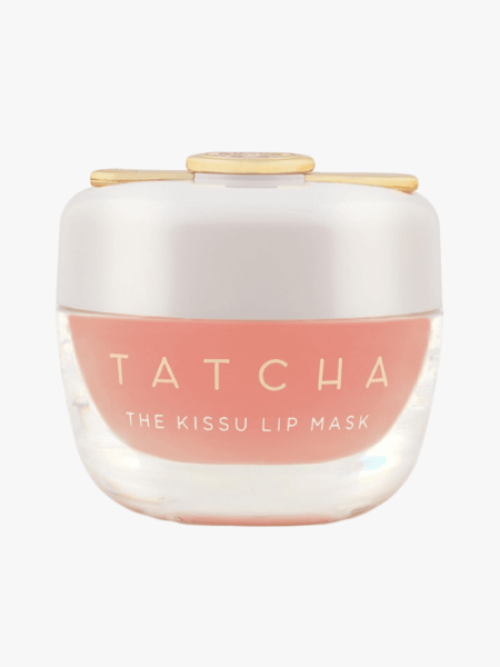 Tatcha Kissu Overnight Lip Mask in branded tub component on a light gray background