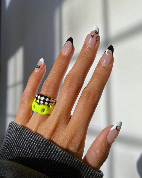 Spooky chic french manicure nail art